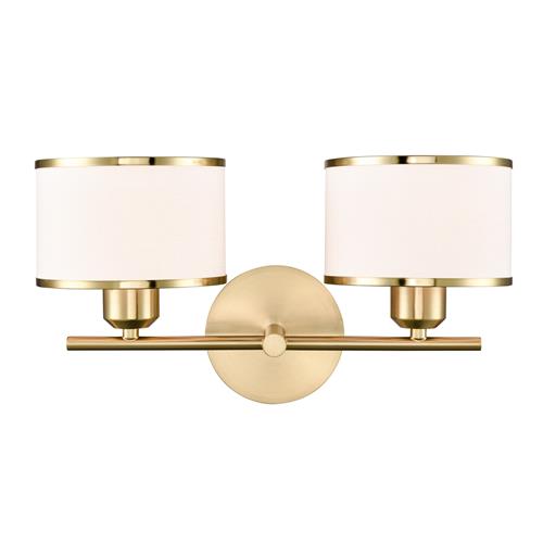 Polaris Aged Brass And Textured Drum Shade Double Wall Light FL2498-2