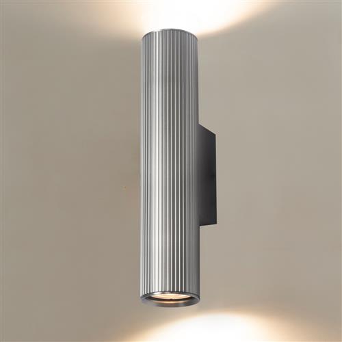 Scout Ribbed Satin Nickel Up And Down Cylinder Wall Light WB611