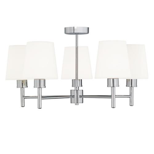 Turin 5 Light Chrome And Off White Shade Semi Flush Fitting FL2126/5/1123