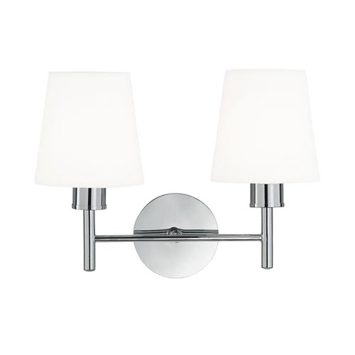 Turin Chrome And Off White Fabric Shade Double Wall Light FL2126/2/1123