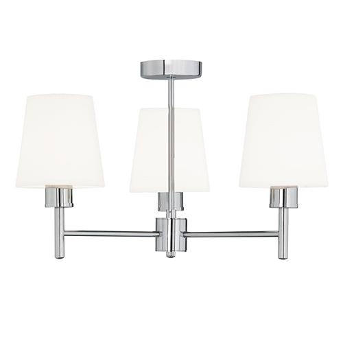 Turin Chrome And Off White Shades 3 Light Semi Flush FL2126/3/1123
