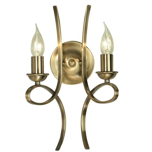 Penn Brushed Brass Double Wall Light CA7W2BB