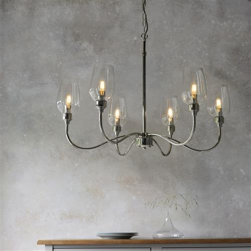 Bright Nickel Six Light Ceiling Fitting Erick-GB60