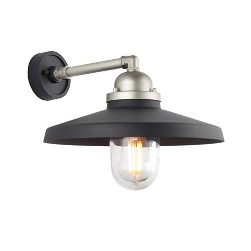 Canna IP44 Outdoor Matt Black and Silver Wall Light Canna-1BS