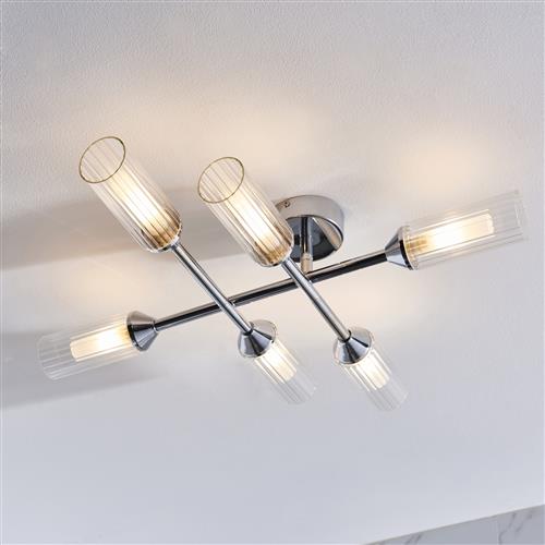 Chrome Six Light IP44 Bathroom Ceiling Fitting Arundo-6SF