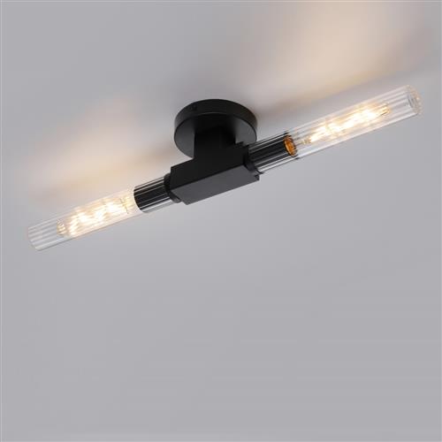 Kentucky Satin Black 2 Light IP44 Bathroom Ceiling Light LT31588