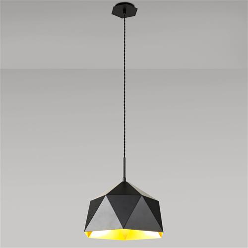 Hialeah Black And Gold Hexagonal Pendant LT31349