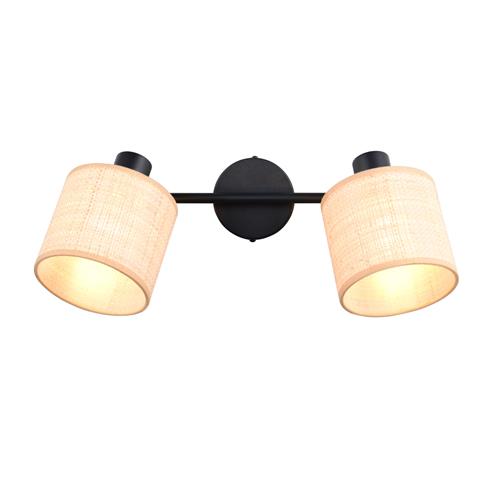 Aimee Black And Natural Bast Double Wall or Ceiling Spotight R81852036