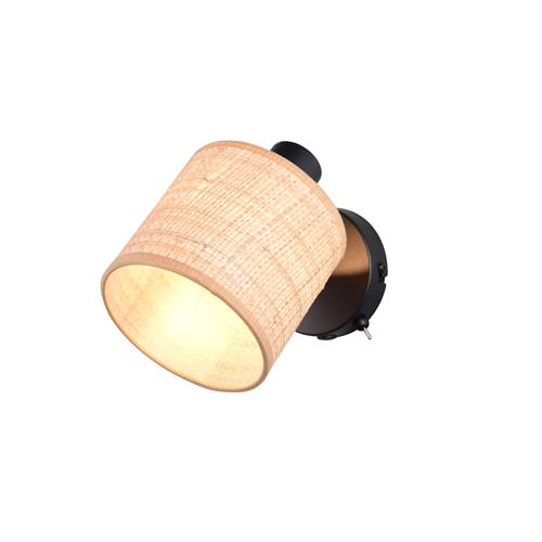 Aimee Black and Natural Bast Wall Or Ceiling Single Spotlight R81851736