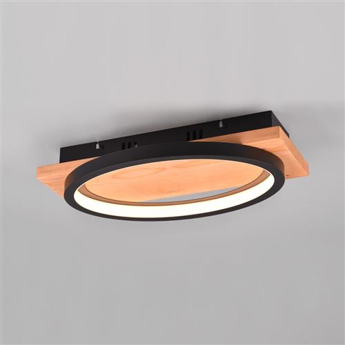 Barca Wood And Matt Black LED Flush Ceiling Or Wall Fitting 241110132