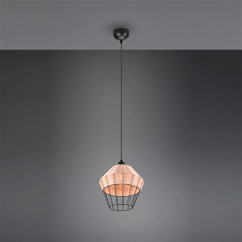 Borka Large Black And Natural Rattan Single Pendant R31261936