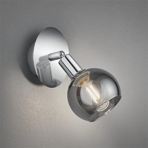 Brest Chrome and Smoked Glass Wall Spotlight R80591006