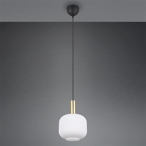 Diva Matt Brass And White Single Ceiling Pendant 319800108
