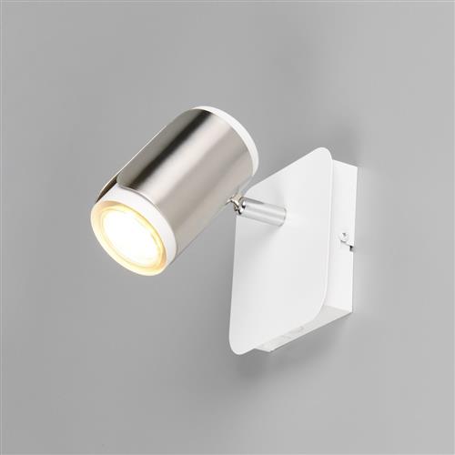 Gillan Wall Or Ceiling White And Matt Nickel Single Spotlight 814570107