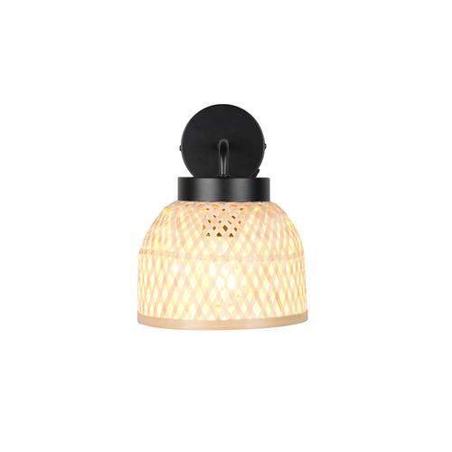 Laurent 180mm Shade Black And Natural Bamboo Single Wall Light R26091732