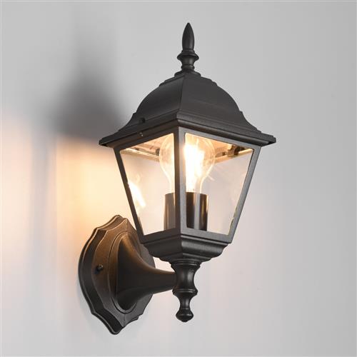 Livenza IP44 Upward Facing Outdoor Matt Black Wall Light 205760132