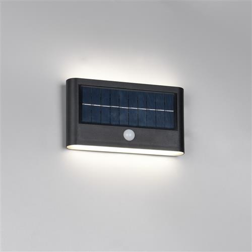 Ramos IP44 LED Hybrid Solar Outdoor Matt Black Wall Light R24746232