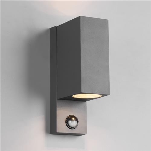 Roya IP44 Medium Rectangular Outdoor Anthracite PIR Wall Light 214269242