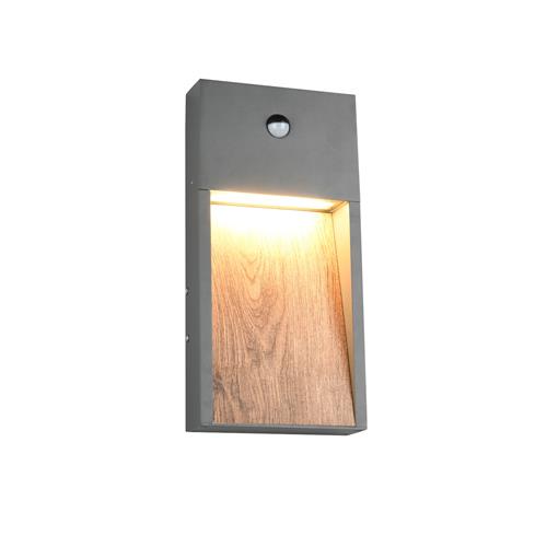 Salmon IP44 Outdoor LED PIR Wall Light Imitation Wood 246969135