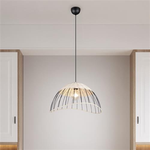 Sandrine Black And Natural Rattan Ceiling Pendant R36211032
