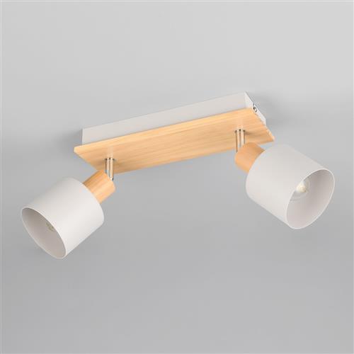 Shanti Warm Grey and Wood Wall Or Ceiling Double Spotlight 862700276