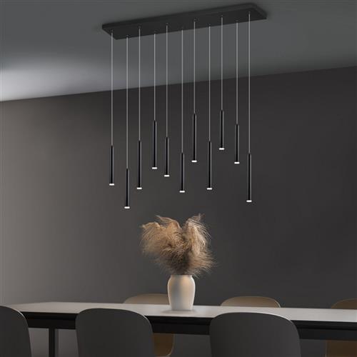Tubular Rectangular Matt Black LED Pendant 321611132