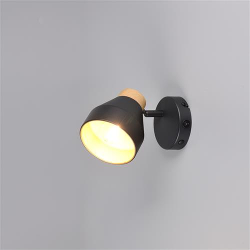 Valentin Black and Gold (Colour) Single Wall Or Ceiling Spotlight R81921732