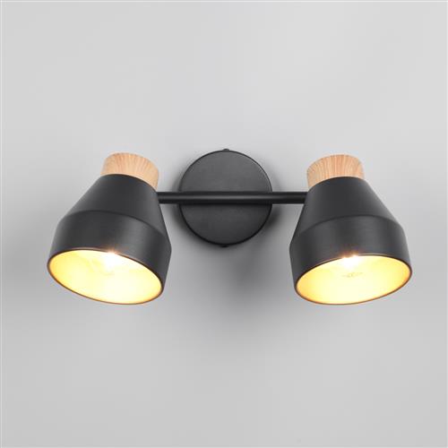 Valentin Black Two Light Wall or Ceiling Spot R81922032