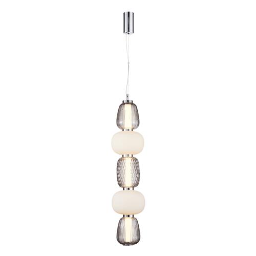 Caro LED 5 Glass Ceiling Pendant Chrome And Smoked M0362