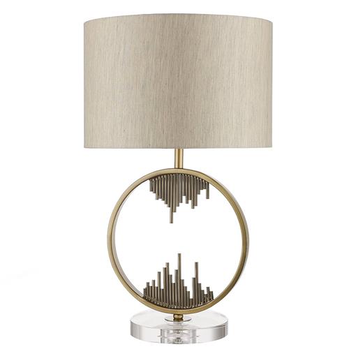 Ringed City Antique Brass and Crystal Table Lamp LS2601AB