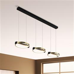 Aerial Dimmable LED Black And Gold Three Light Bar Pendant 62330-3GO