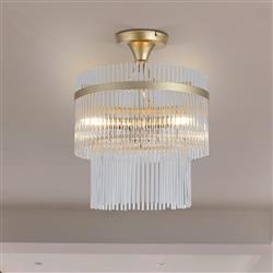 Lara Gold Metal And Glass Three Light Semi-Flush 11300-3GO