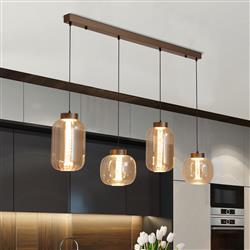 Lille Dimmable LED Latte Metal And Amber Four Light Pendant 84510-4AM