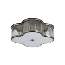 Lotus Three Light Antique Brass Flush Ceiling Fitting 77210-3AB