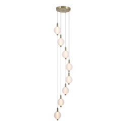 Luminique LED Satin Brass And White Eight Light Ceiling Pendant 69410-8SB