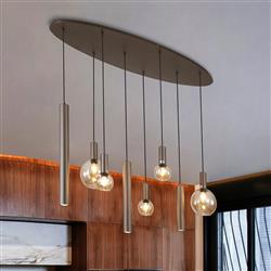 Lyon Latte Metal and Amber Eight Light Pendant 76318-8LT