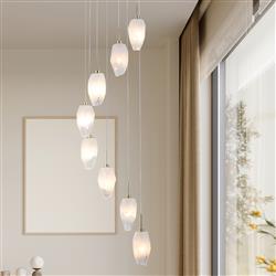 Rocky Satin Brass Circular Eight Light Cluster Pendant 23147-8SB