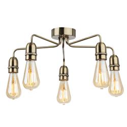 Leon Five Light Ceiling Fitting Antique Brass 2884AB