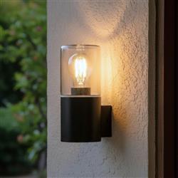 Manor IP44 Black and Smoked Outdoor Wall Light 6801BK
