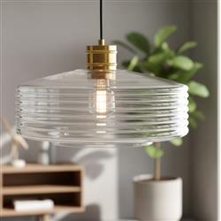 Porto Clear Glass and Brass Single Pendant 6837BB