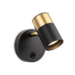 Roma Switched Black and Brass Wall Spotlight 6875BK
