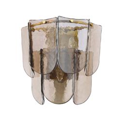 Anielle Natural Brass And Dappled Tea Smoked Glass Triple Wall Light ANI3042