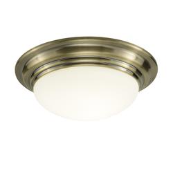 Barclay IP44 Large Antique Brass Bathroom Flush Light BAR5075