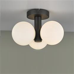 Blake IP44 Black Finished Bathroom Ceiling Light Opal Glass BLA5322