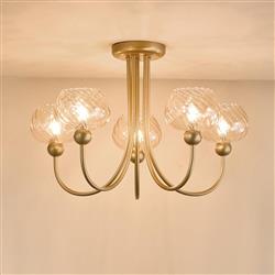 Cognac Satin Gold And Champagne 5 Light Semi-Flush COG0535