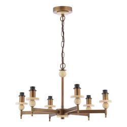 Colenza Antique Bronze With Travertine Stone 6 Light Multi-Arm Fitting COL0663