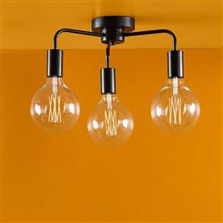 Dena 3 light Matt Black Semi-Flush Ceiling Fitting DEN5322