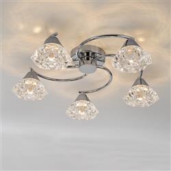 Dilys 5 Light Polished Chrome And Clear Glass Semi-Flush Fitting DIL5450