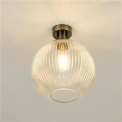 Emerson Antique Finished With Ribbed Domed Glass Semi Flush