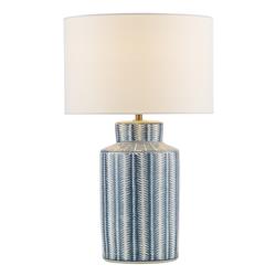 Ennio Geometric Ceramic Base With Ivory Shade Table Lamp 